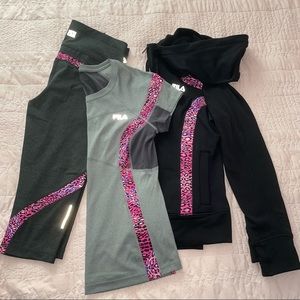 Fila Pink Leopard Print Running Activewear Bundle L